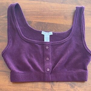 Stylish Knit Crop Top in Rich Purple